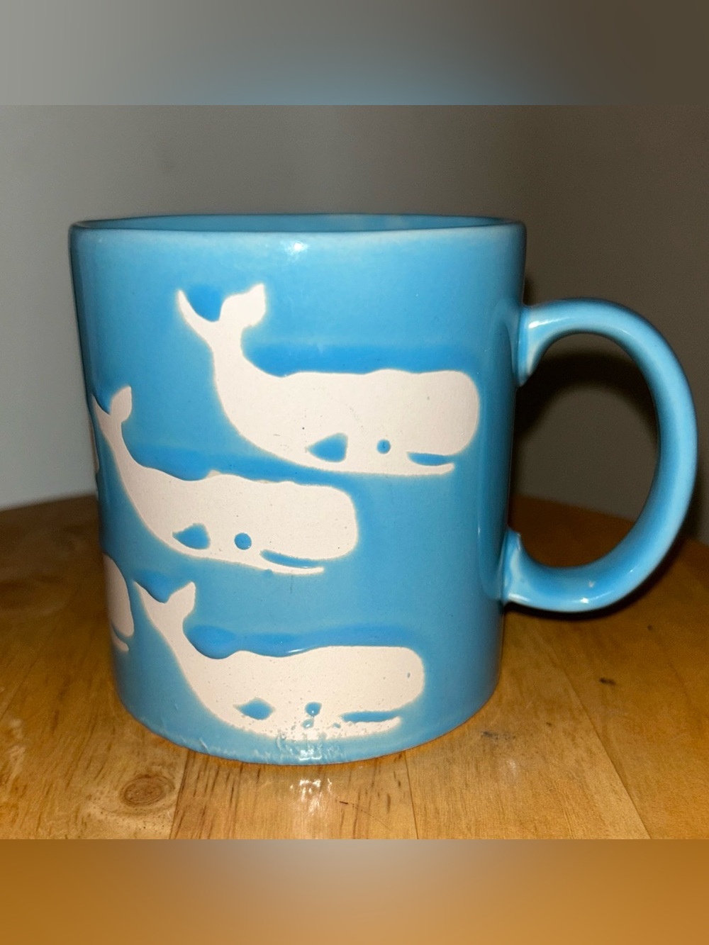 Vintage Waechtersbach? Japan Sperm Whales Nautical Mug Blue White 12 Ounce